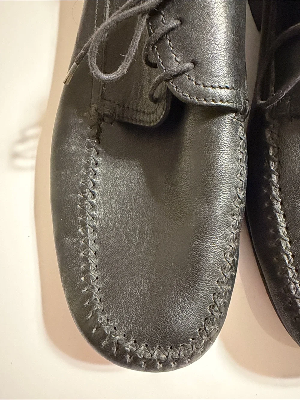 Soldini Stone Haven Italian Black Leather Lace-Up Driving Loafers Size 44/10.5